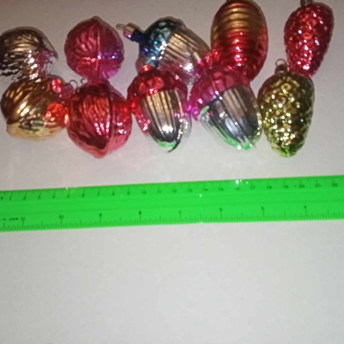 Small glass Christmas ornaments from 1980s Greek company