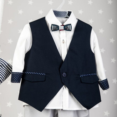 Baptism outfit and candle new with wooden bow tie
