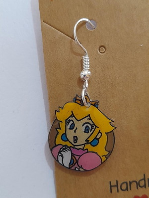 Princess Peach earrings handmade dangling plastic