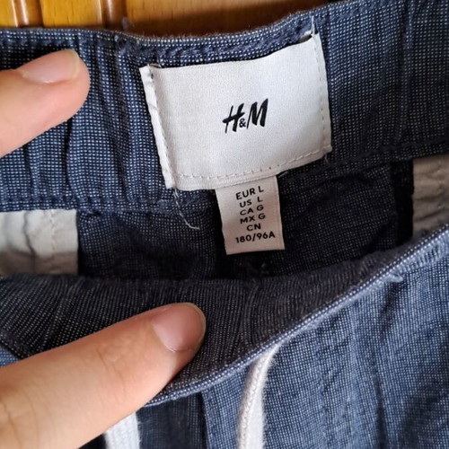 H&M cotton bermuda shorts like new, blue with drawstring