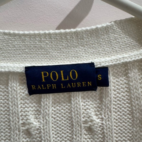 Ralph Lauren white long ribbed cardigan like new, size small