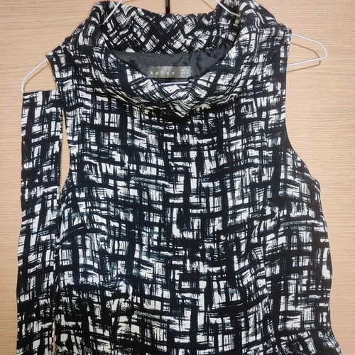 Koton midi dress with high neck abstract grid print like new, size S