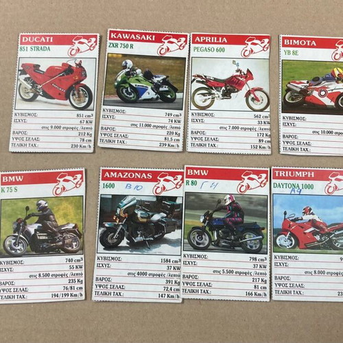 Bleck cards used, pack of 28, motorcycles