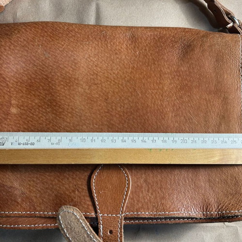 Leather bag vaketa crossbody new, beige and brown