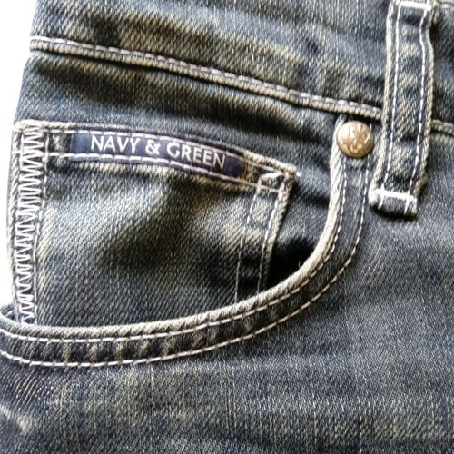 Navy & Green denim pants used 100% cotton size 33