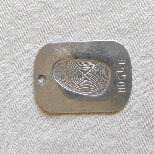 X-MEN metal dog tag fingerprint Rogue new, silver