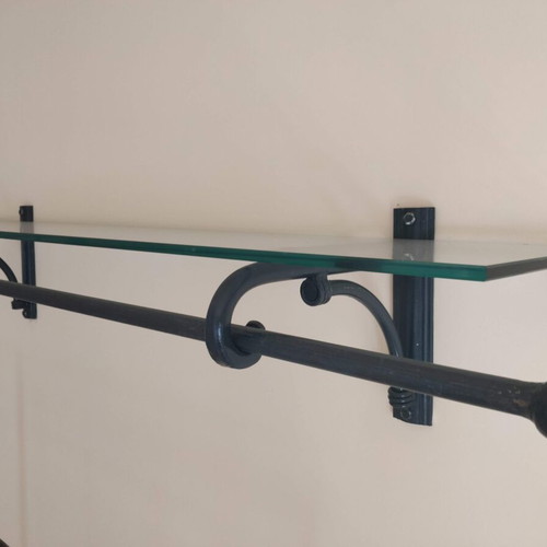 Glass Shelf with Iron Wall Hanger Handmade, like new