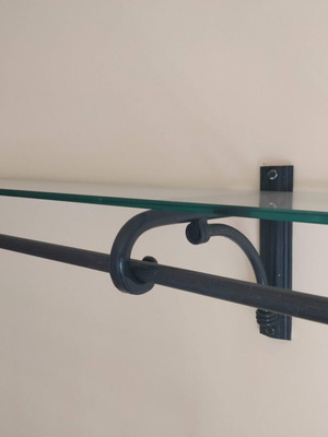 Glass Shelf with Iron Wall Hanger Handmade, like new
