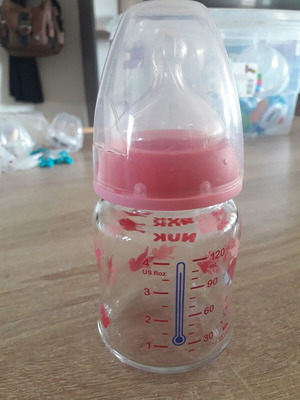 Μπιμπερό NUK γυάλινο 120 ml μεταχειρισμένο με θηλή σιλικόνης