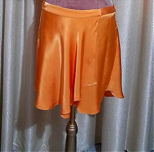 Φούστα σατέν κρουαζέ πορτοκαλί Bershka   No  έως XL