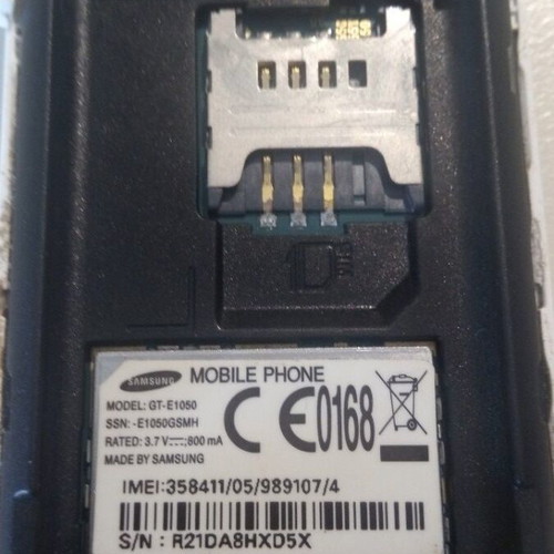 Samsung GT-E1050 with original 800 mAh battery, no charger