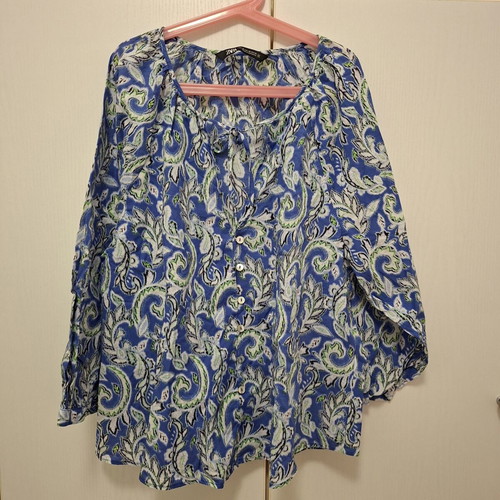 Zara blouse new, size XS, white and blue