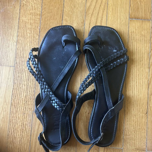 Two pairs of used sandals size 39, black and blue