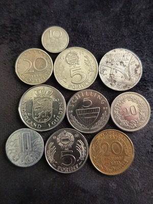 Collection of 10 historical European coins like new