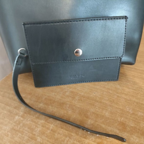 Zara mini tote bag like new, black with silver handles