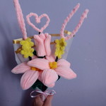 Handmade flower bouquet in pink and yellow shades
