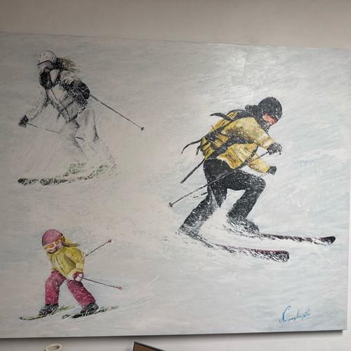 Oil painting like new, snowy ski landscape by Natasha Nikoletou