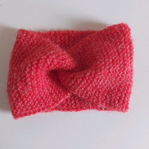 Open knitted handmade headband new, red