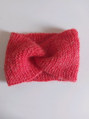Open knitted handmade headband new, red