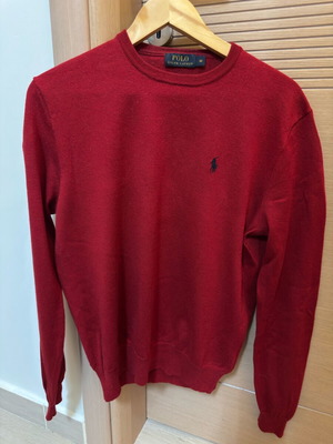Polo Ralph Lauren sweater red, 100% wool, like new, size M