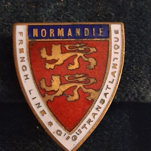 SS Normandie 1935 enamel pin by Duseaux Paris, French Line CGT