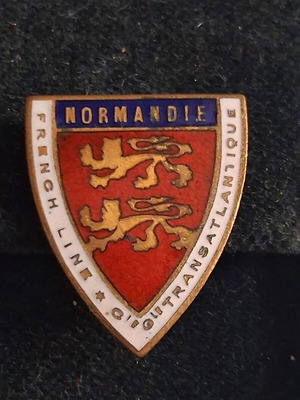 SS Normandie 1935 enamel pin by Duseaux Paris, French Line CGT