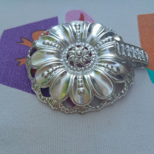 1900 French silver plated handmade cape clasp, women's accessory