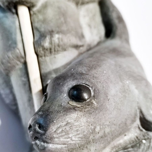 Wolf Original Inuit Seal Hunter Soapstone sculpture handcrafted used