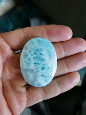 Larimar natural cabochon stone new from Caribbean 24.4 grams