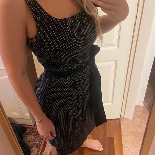 Straight-line dress like new, black with straps and belt