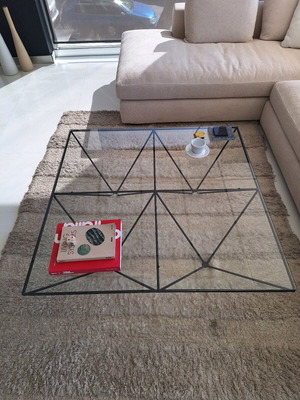 Metal table with 3plex glass like new, black matte finish