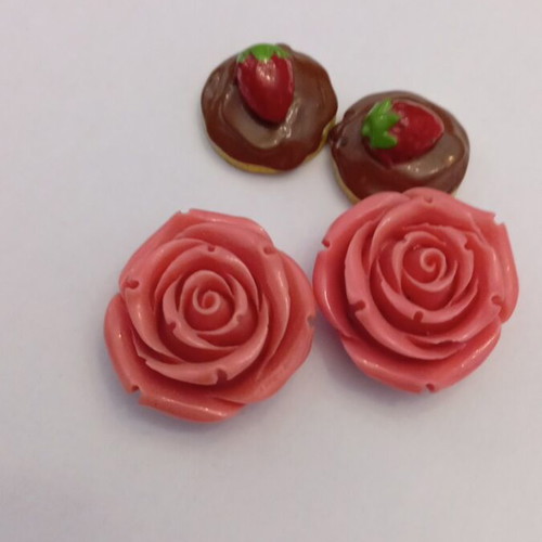 Acrylic craft elements roses 40mm and sweet 25mm new