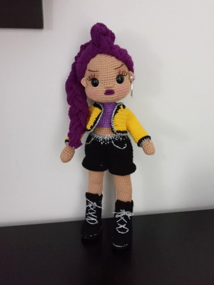 Handmade crocheted doll new, 35 cm