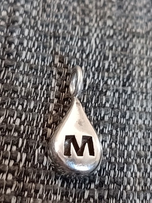 Silver handmade drop pendant with monogram, solid 950