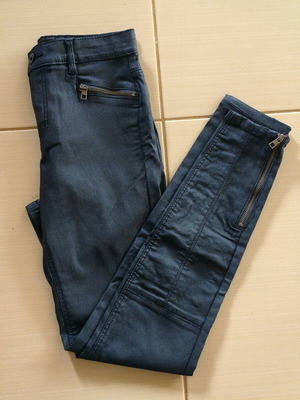 Stradivarius biker skinny high waist pants navy blue like new