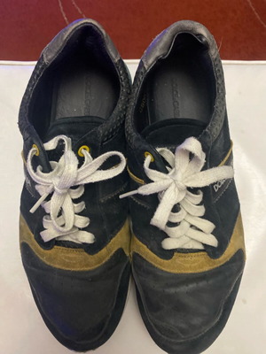Dolce & Gabbana refurbished leather and suede low top sneakers size 44.5 black