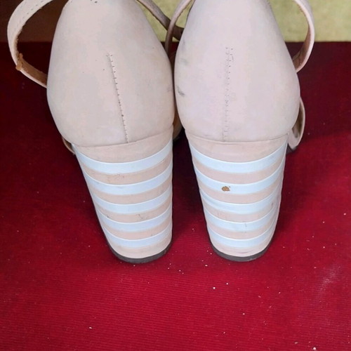 FeNg shoe women's leather sandals used, size 38, beige and white