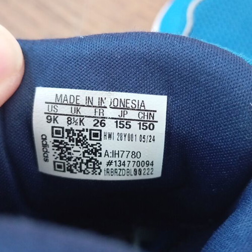 Adidas athletic shoes, blue, size 26