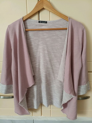 Women's cardigan like new, 3/4 sleeves, pink and silver
