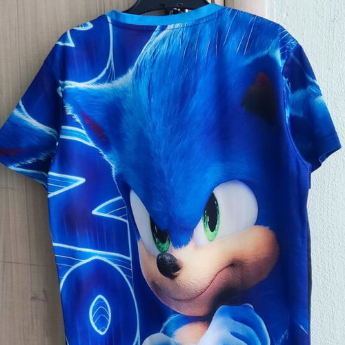 Sonic short-sleeve T-shirt for boys 8-10 years, blue