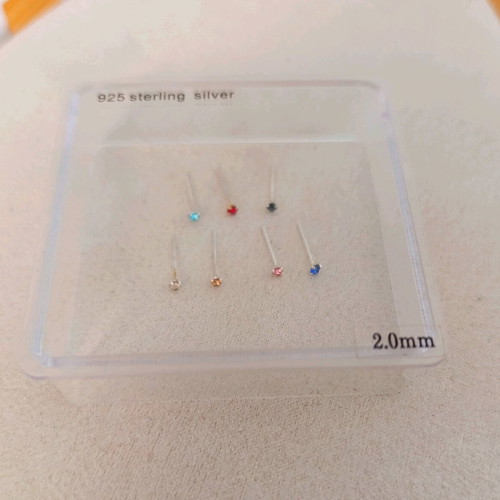 Silver nose stud set 2 pieces new, 925 sterling silver