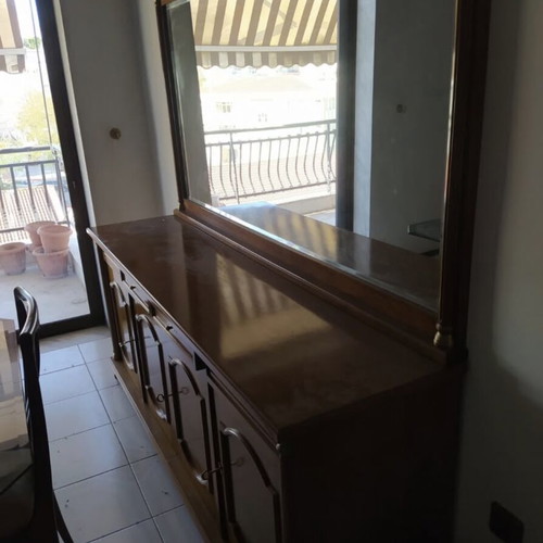 Solid wood buffet with large mirror like new