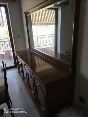 Solid wood buffet with large mirror like new