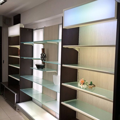 Commercial store shelves like new with illuminated adjustable backs