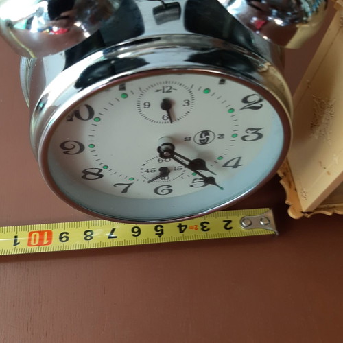 Set of two vintage wind-up clocks used, circa 1950