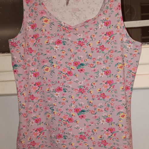 Laura Torelli floral sleeveless top, pink multicolor, size M