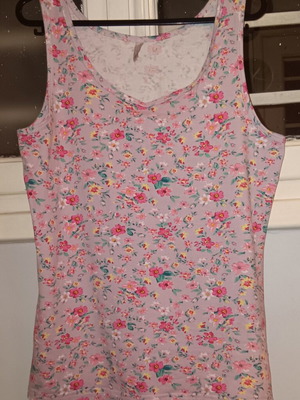 Laura Torelli floral sleeveless top, pink multicolor, size M