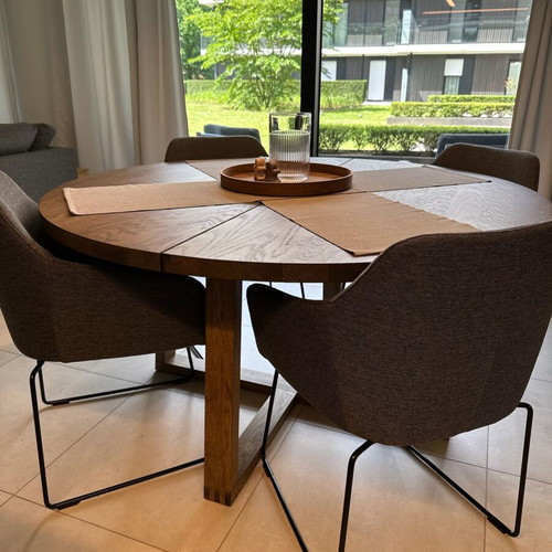 IKEA TOSSBERG dining set with round oak table and 4 chairs