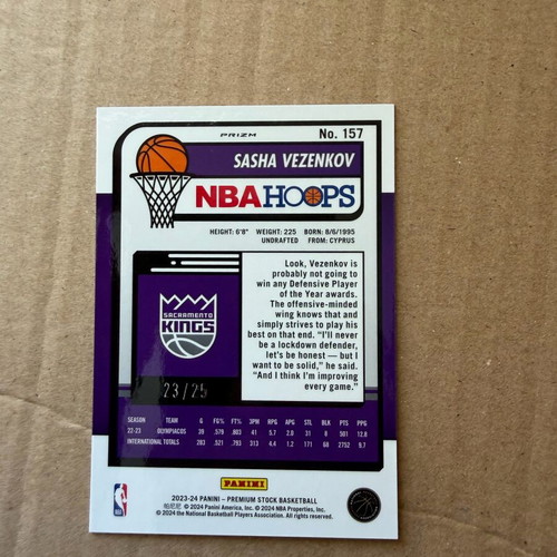 Panini Hoops Rookie Sasha Vezenkov /25 Olympiacos card like new