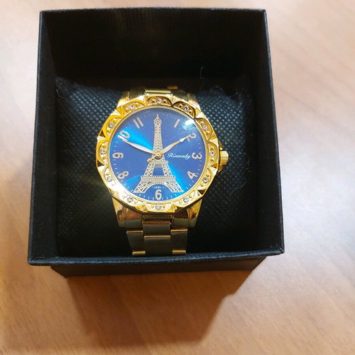 Wristwatch with gold bracelet new, diameter 38mm
